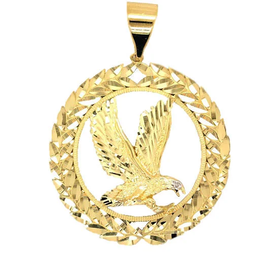 10KT Yellow Gold 48X60MM Diamond Accent Eagle Charm. Chain not Included