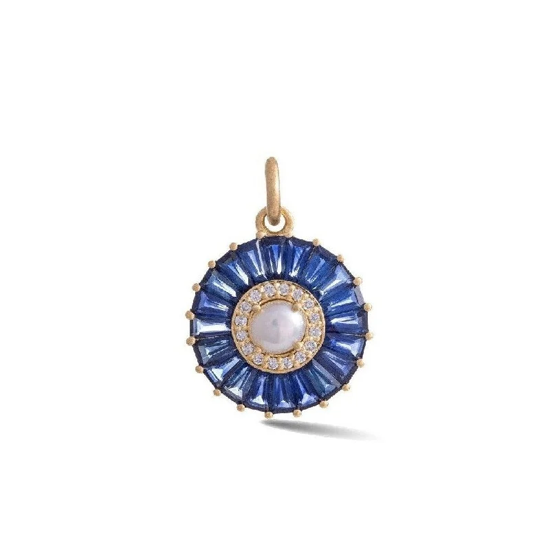 14K Gold Blue Sapphire Diamond & Pearl Emily Charm