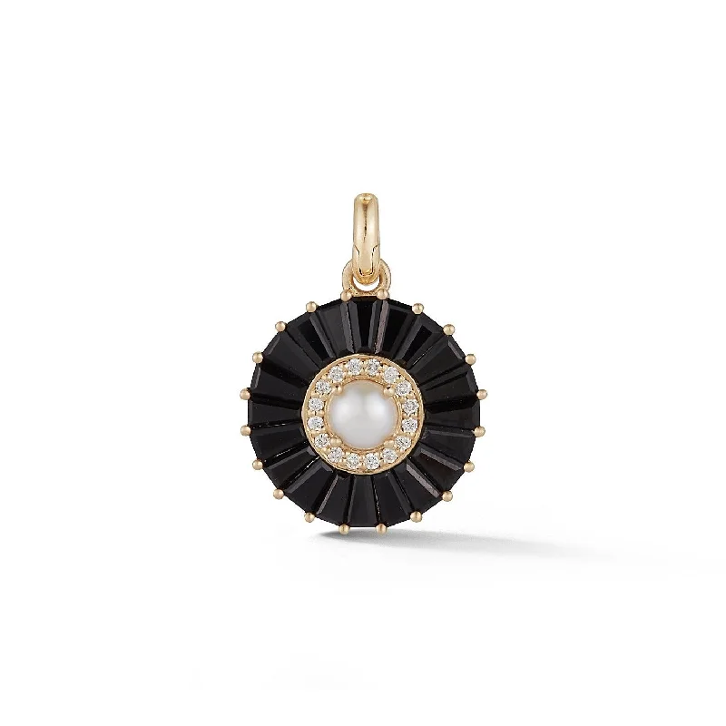 14K Gold Onyx Diamond & Pearl Emily Charm