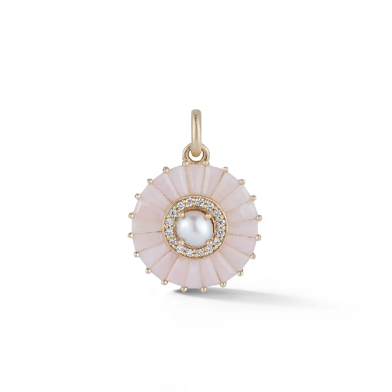 14K Gold Pink Opal Diamond & Pearl Emily Charm