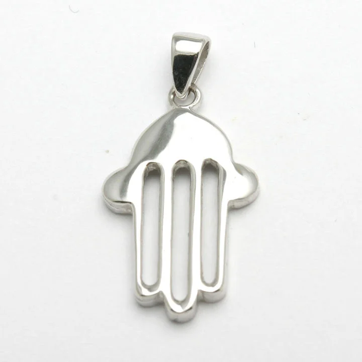 14k White Gold Hamsa Pendant Modern