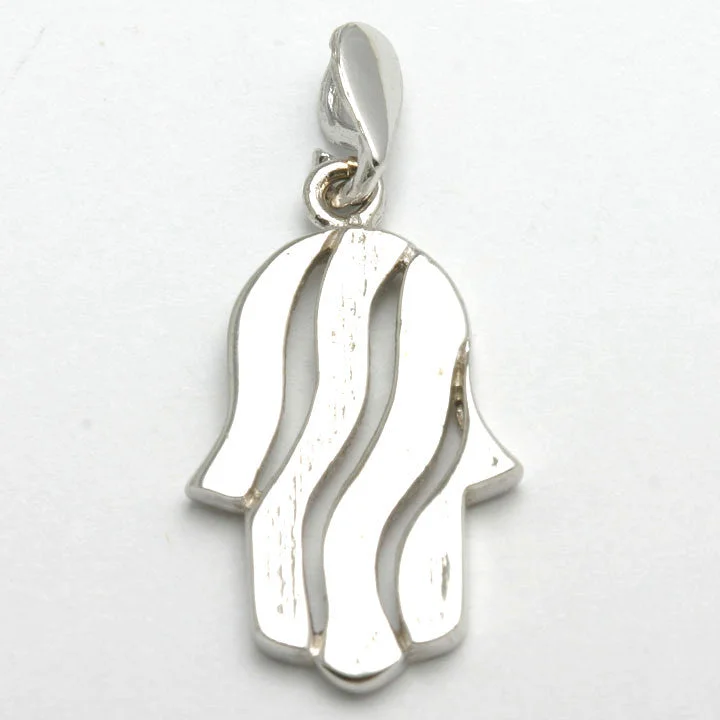 14k White Gold Hamsa Swirl Pendant