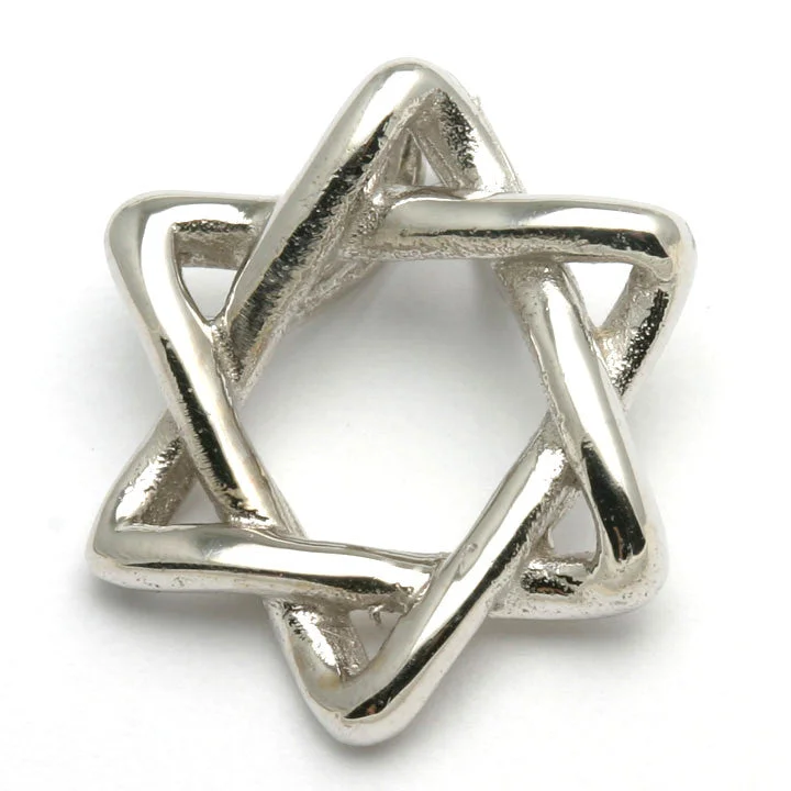 14k White Gold Woven Jewish Star of David Pendant Slide