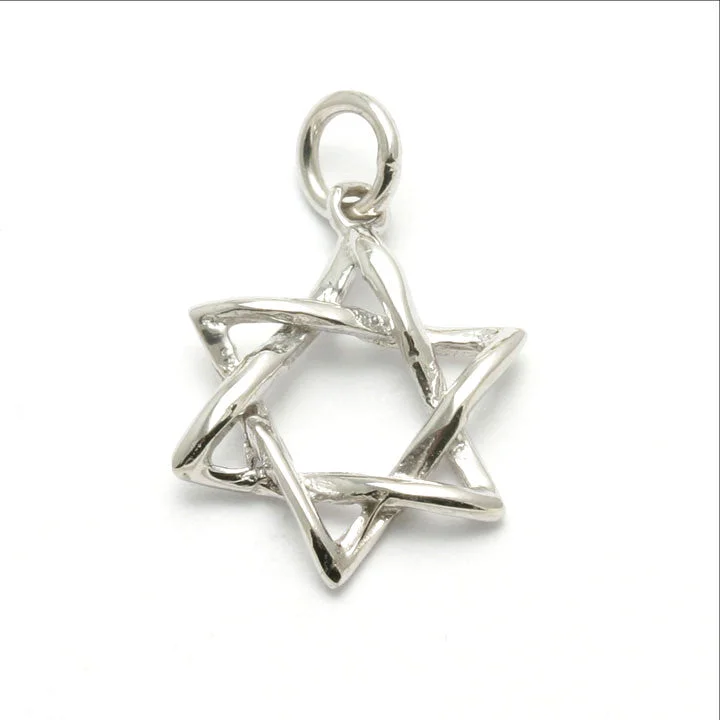 14k White Gold Woven Star of David Pendant