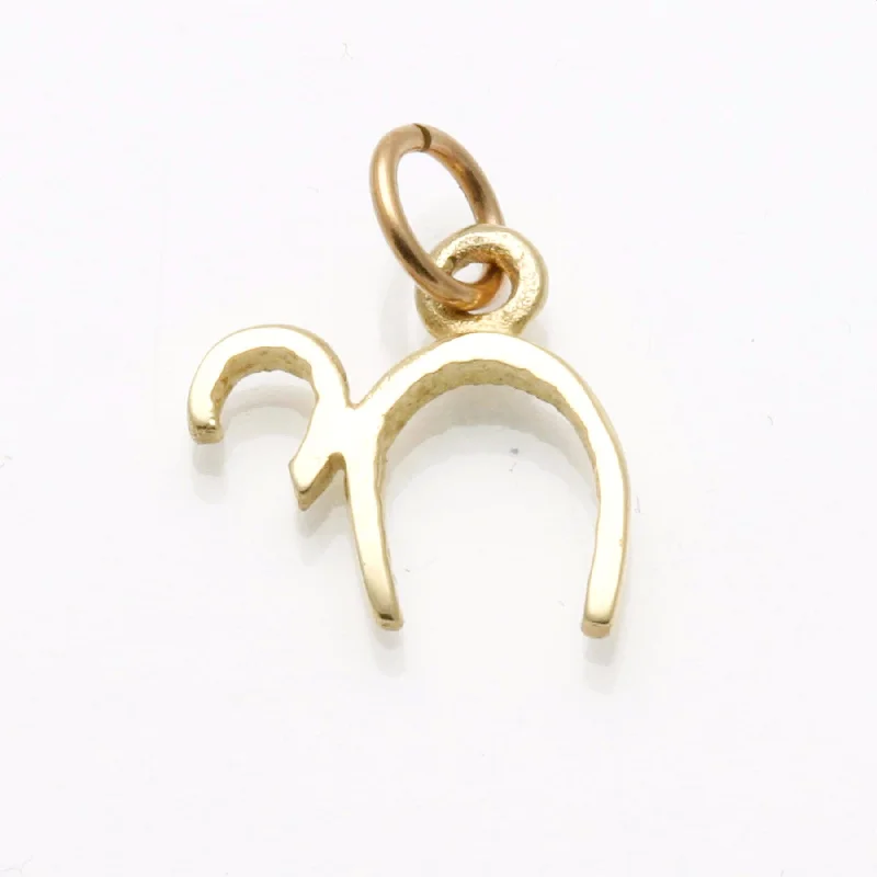 14k Yellow Gold Chai Pendant Small Round