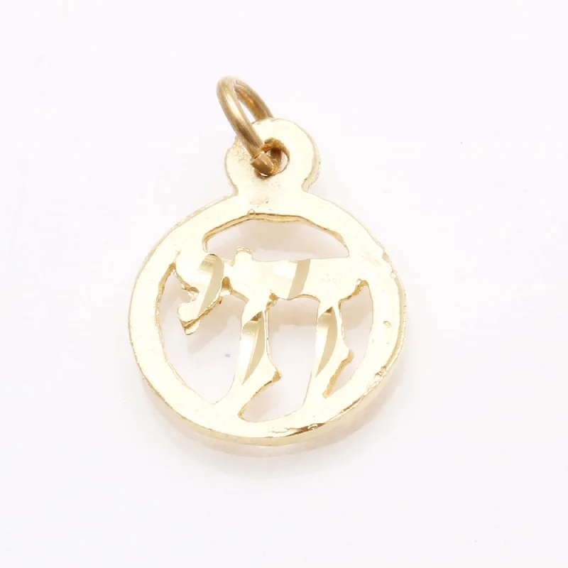 14k Yellow Gold Encircled Chai pendant Small