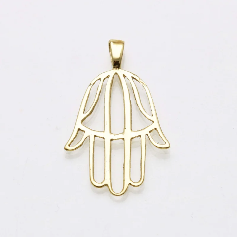 14k Yellow gold Hamsa Hand Pendant Modern