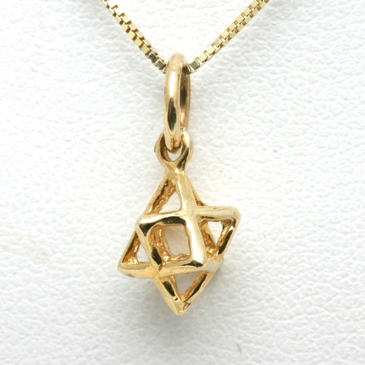 14k Yellow Gold Jewish Star of David Pendant Merkava Small