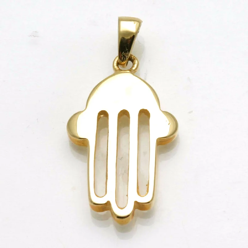 14k yellow gold Modern Hamsa Hand Pendant