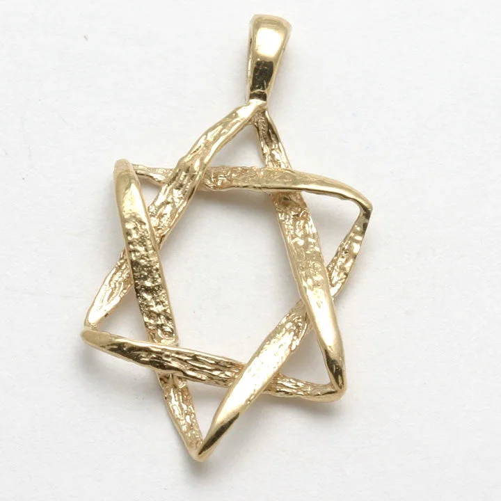 14k Yellow Gold Woven Star of David Pendant Large