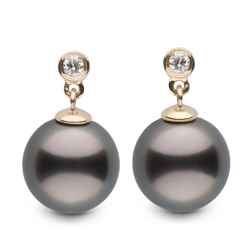 Brilliant Collection Tahitian 10.0-11.0 mm Pearl and Diamond Dangle Earrings