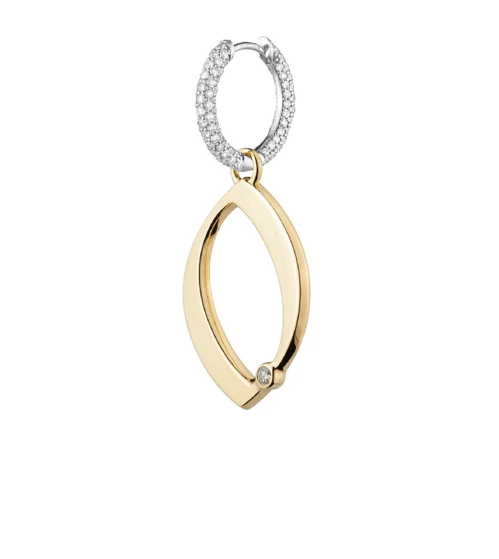 Engravable Number 0 : Oversized Small Diamond Pave Chubby Ear Hoop