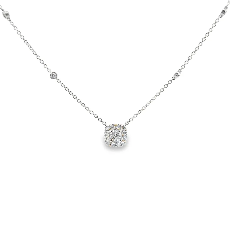 Forevermark 0.28 Cttw. White Gold Diamond Halo Necklace