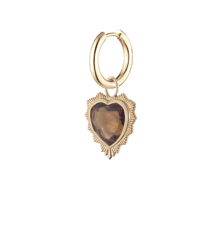 Gemstone Heart - Love : Champagne Citrine Small Chubby Ear Hoop