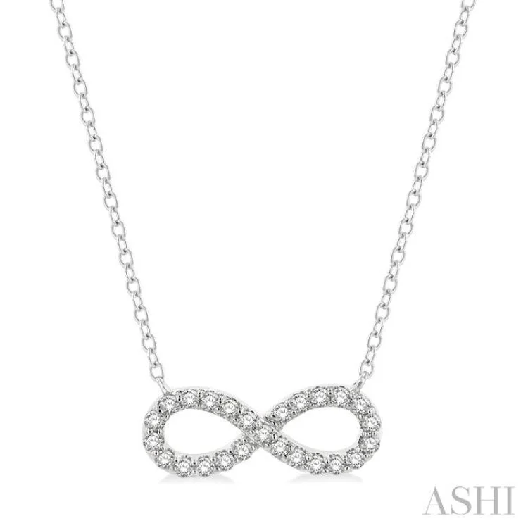 1/4 Ctw Round Cut Diamond Infinity Necklace in 14K White Gold