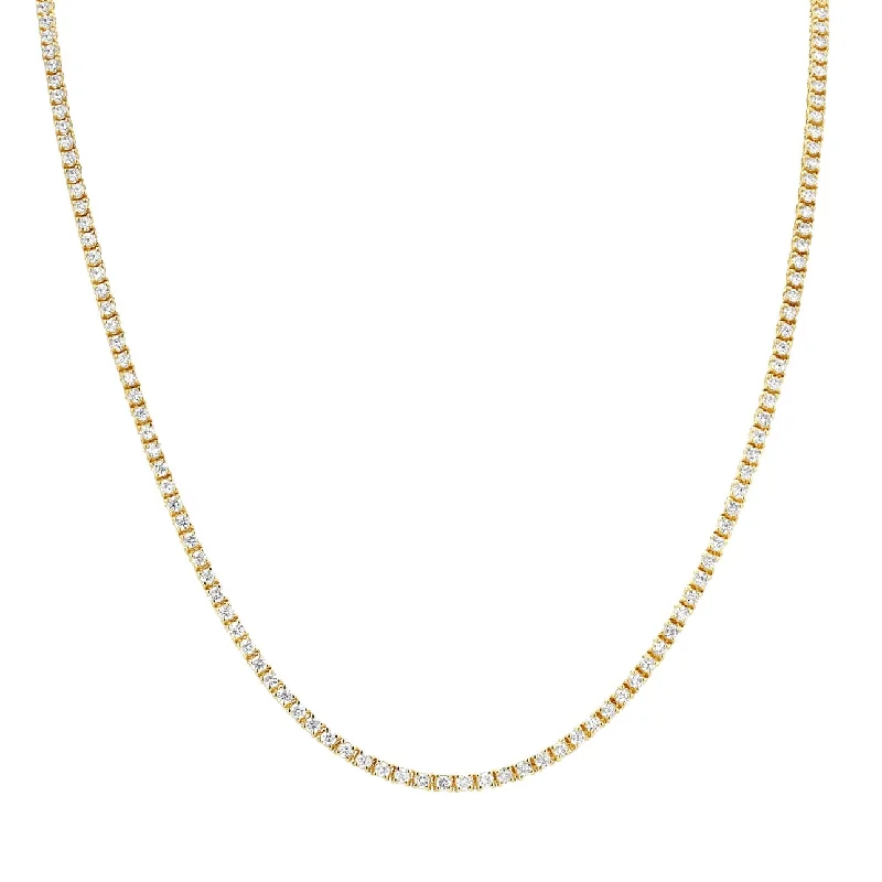 Yellow Gold Diamond Tennis Necklace