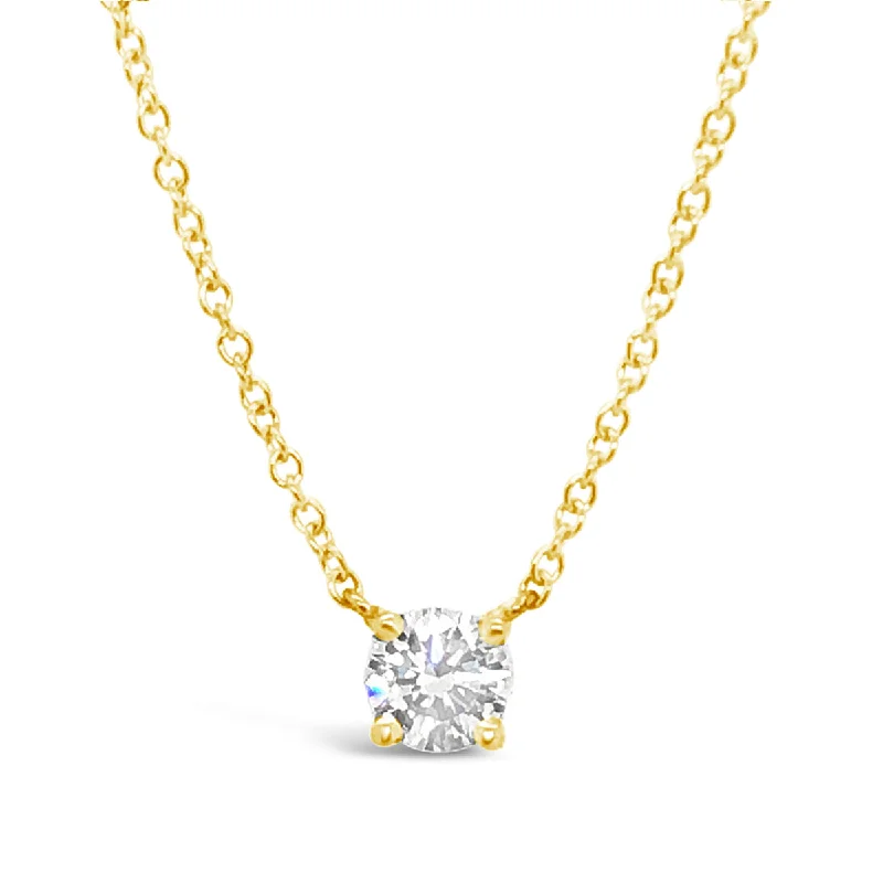 Yellow Gold Diamond Solitaire Necklace