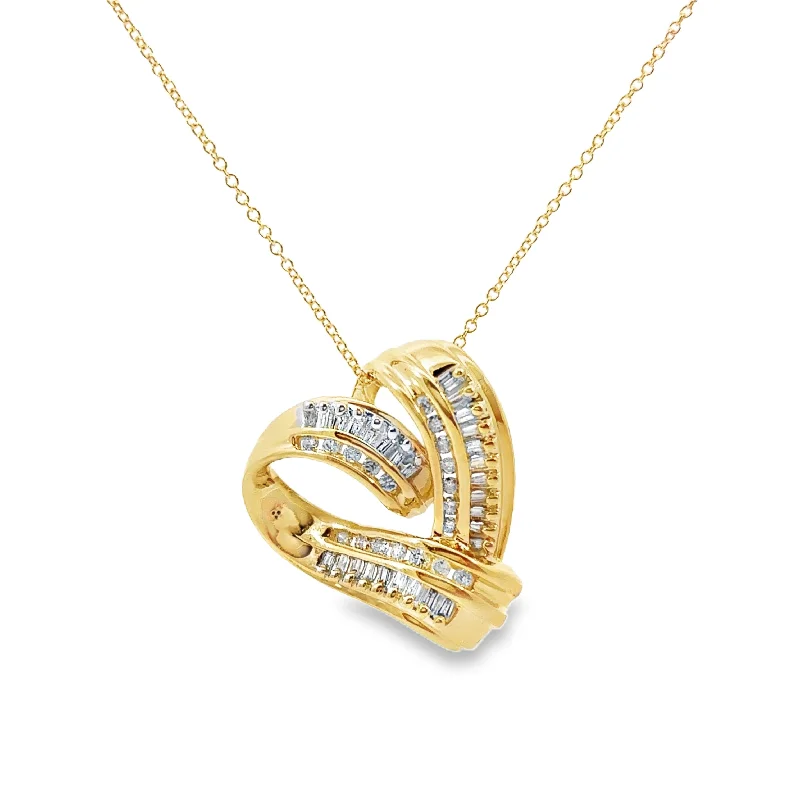 Yellow Gold Diamond Heart Slider Pendant