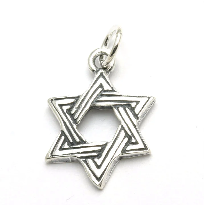 Sterling Silver Jewish Star of David Pendant woven engraved