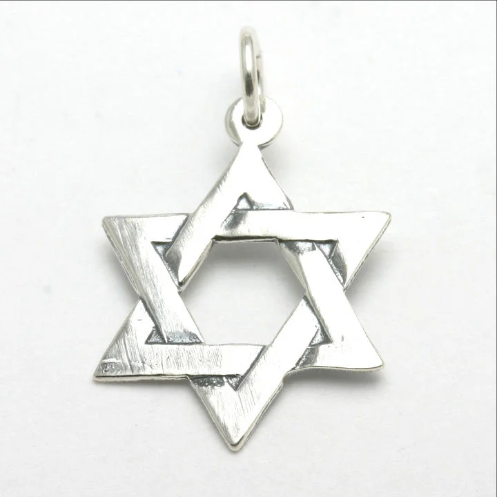 Sterling Silver Jewish Star of David Pendant Woven Oxidized