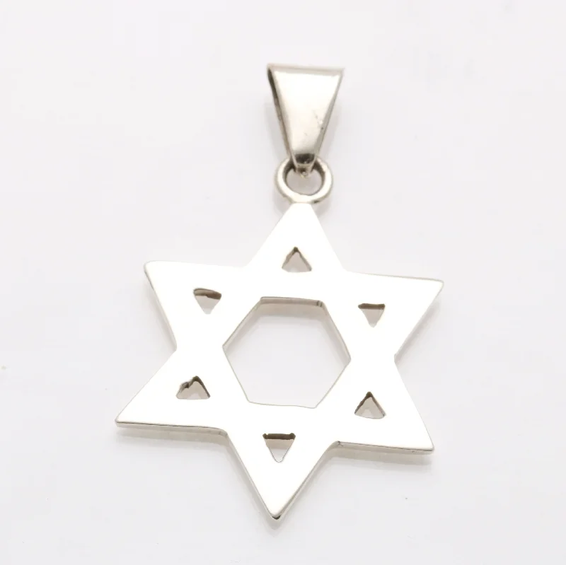 Sterling Silver Large Classic Star of David Pendant Men's