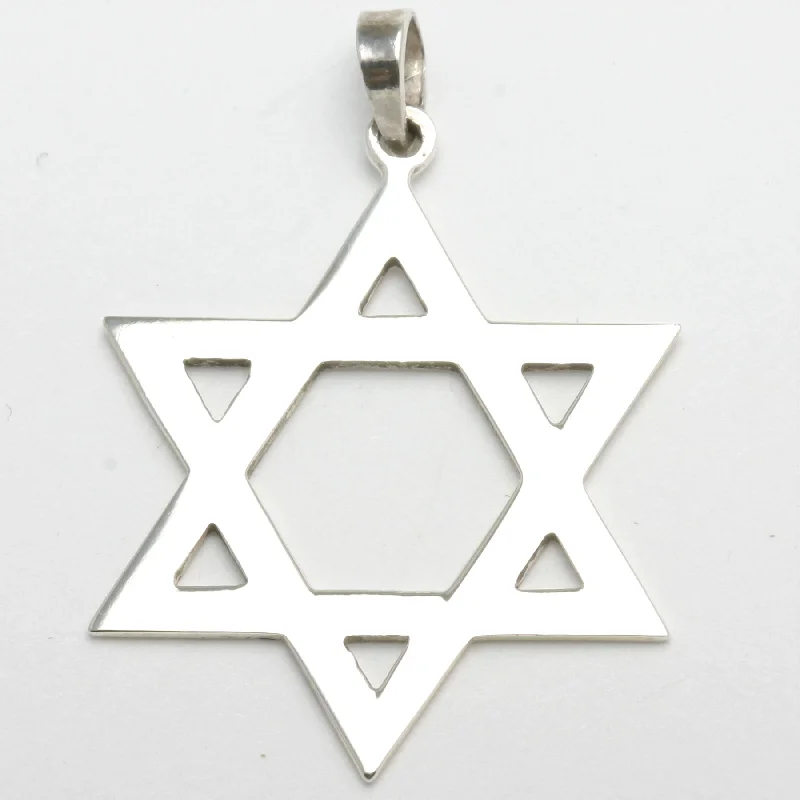 Sterling Silver Star of David Pendant Large