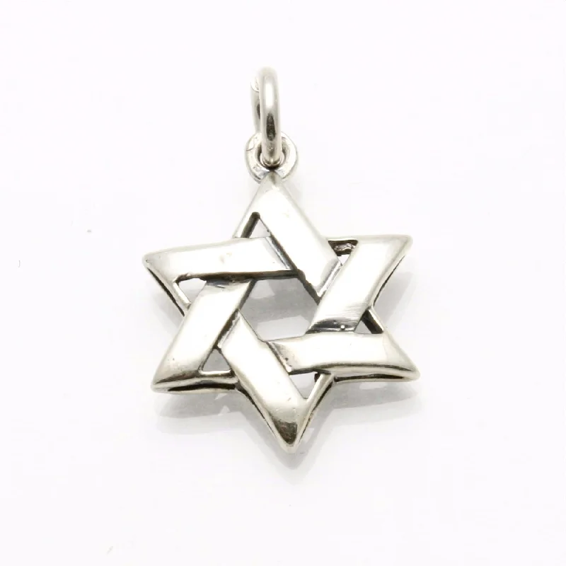 Sterling Silver Star of David Woven Pendant Smooth