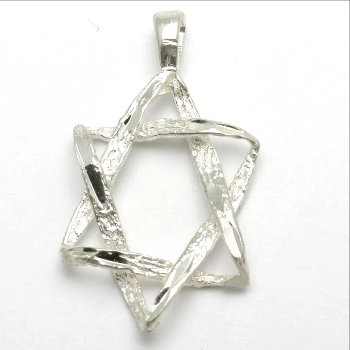 Sterling Silver Woven Star of David Pendant Large