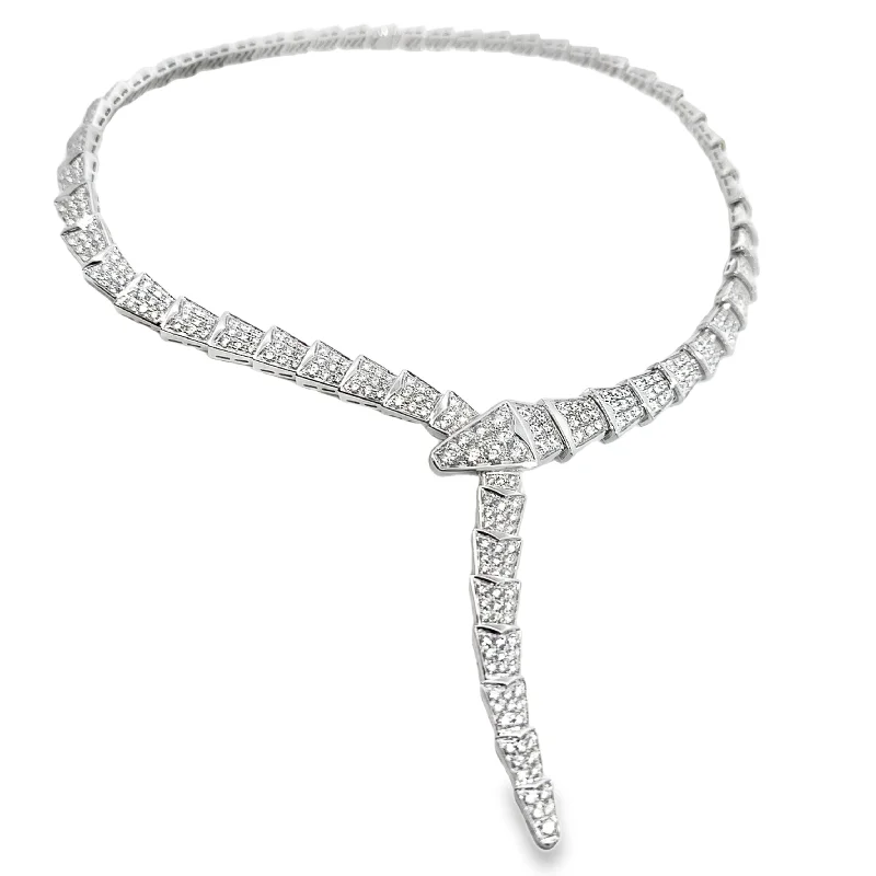 White Gold Diamond Snake Collar Necklace