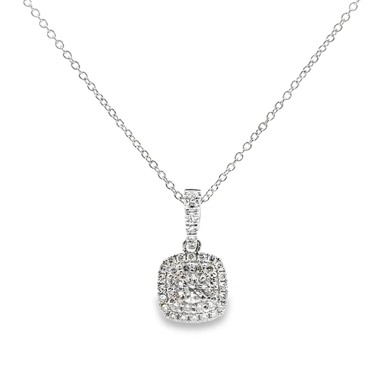 White Gold Forevermark Diamond Halo Pendant