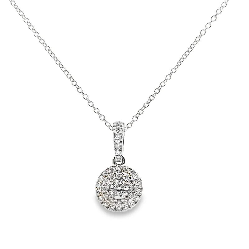 White Gold Forevermark Diamond Halo Pendant