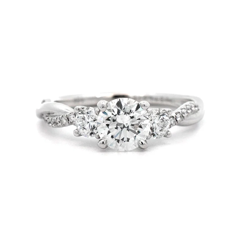 18K White Gold 3 Stone Diamond Engagement Ring