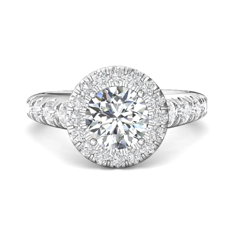 18K White Gold Diamond Halo Engagement Setting