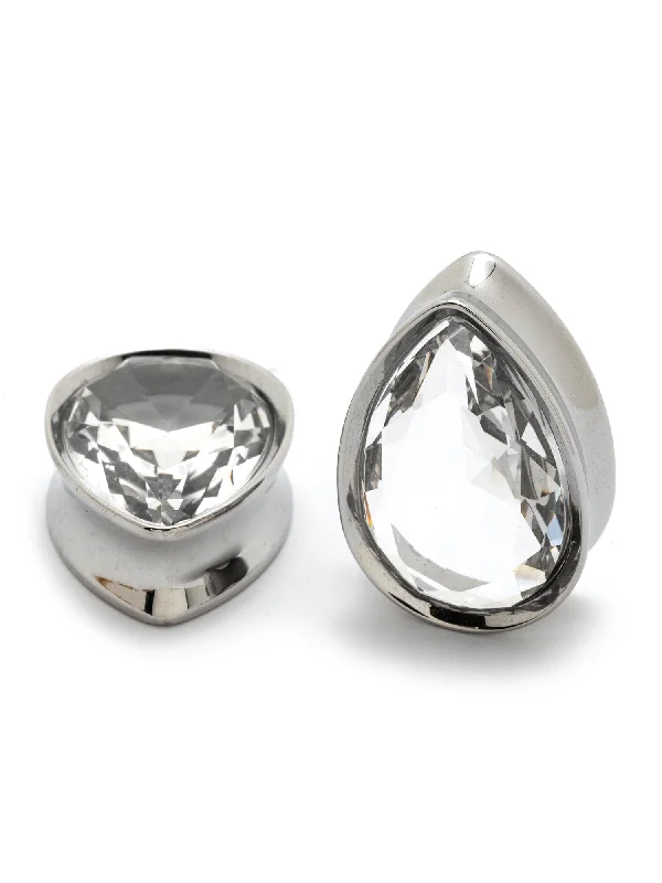 Big Bling Teardrop Steel Plugs