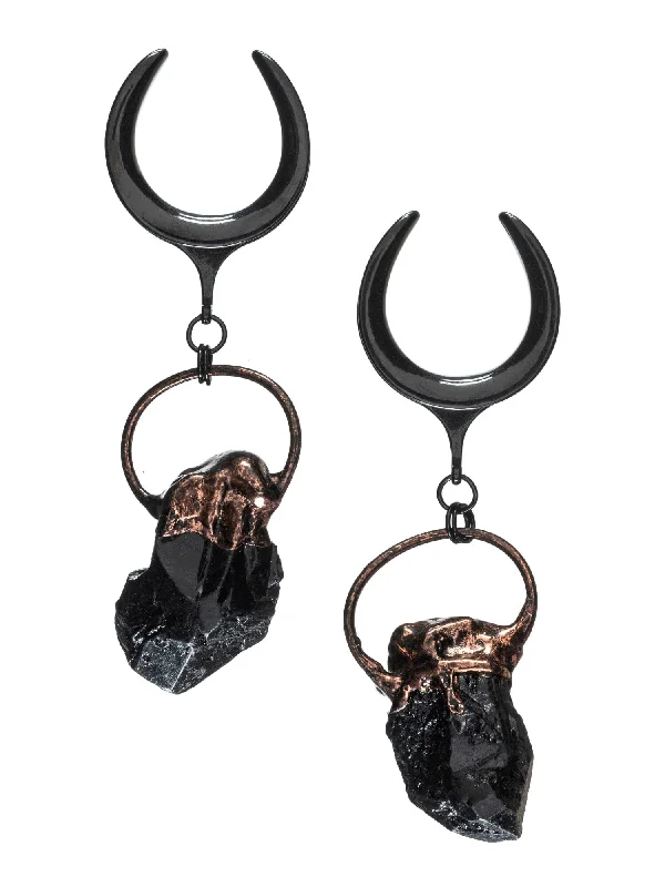 Black Aged Rose Dangle Crescent Steel Saddles