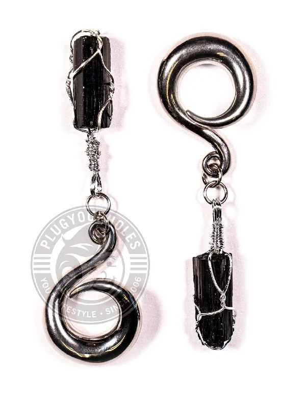 Black Quartz Wire Wrapped Steel Curled Hook Hangers