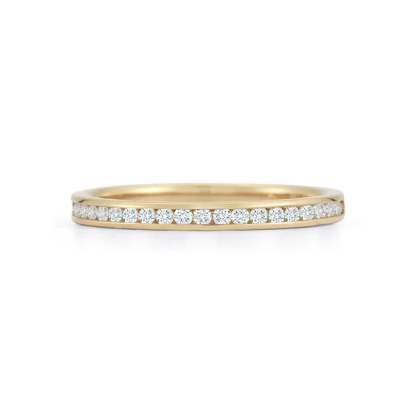 18K Yellow Gold Channel Set Diamond Wedding Ring