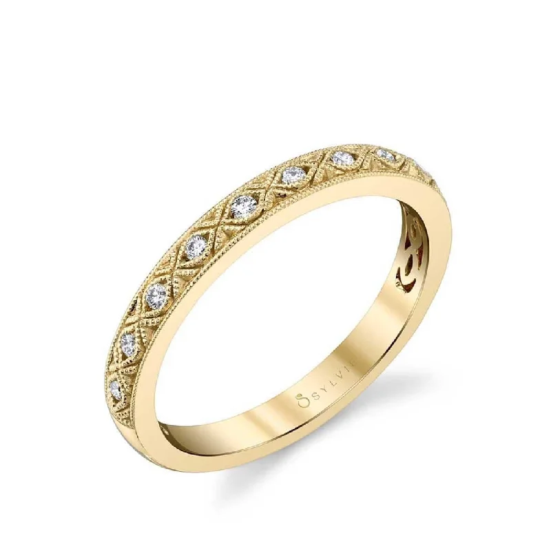 18K Yellow Gold Vintage Inspired Milgrain Wedding Band