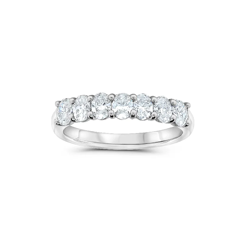 Platinum Seven Stone Oval Diamond Wedding Ring