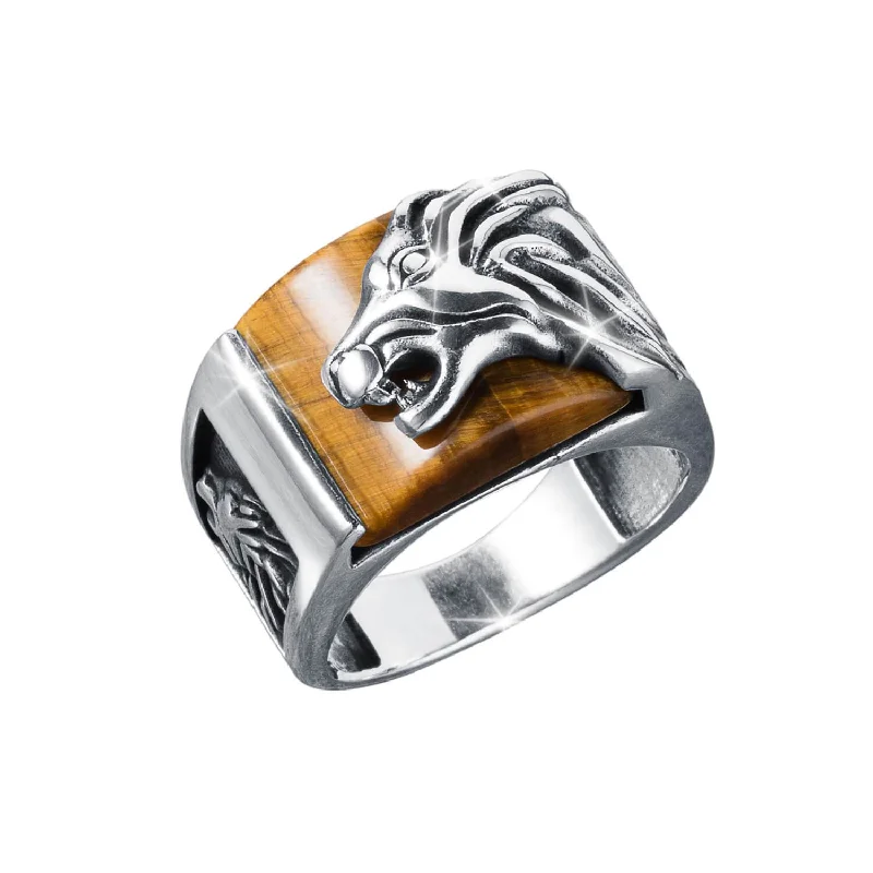 Leo Tiger's Eye Men's Ring