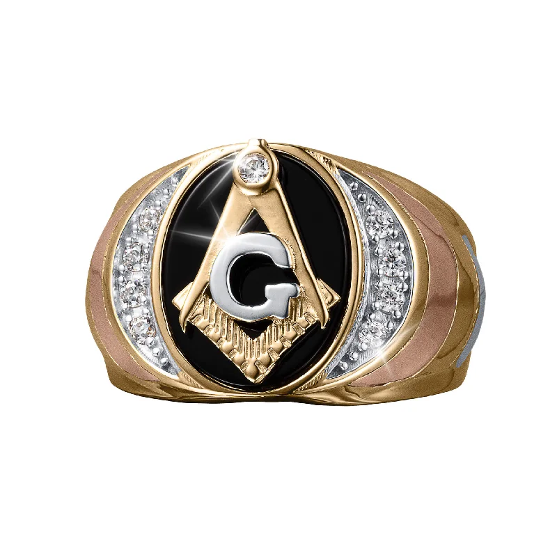 Onyx Brotherhood Freemason Men's Ring