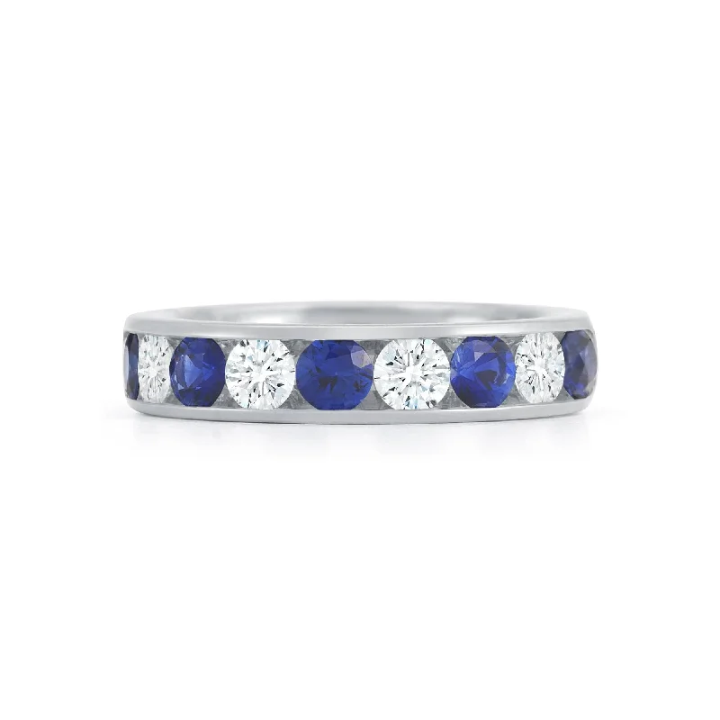 18K White Gold Sapphire and Diamond Wedding Ring