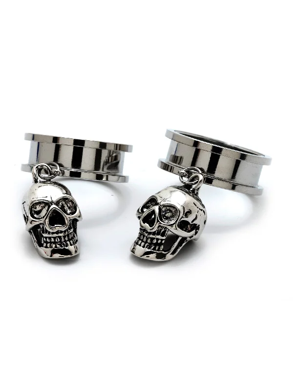 Skull Dangle Threaded Steel Tunnels