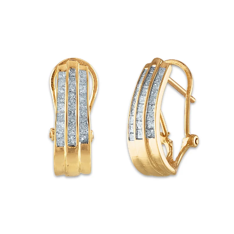 1 CTW Diamond Hoop Earrings in 10KT Yellow Gold