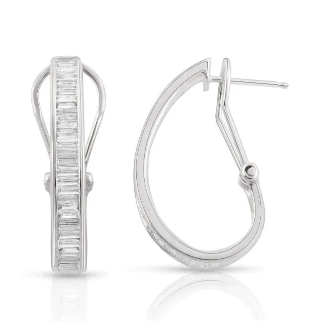 1 CTW Diamond Hoop Earrings in 14KT White Gold