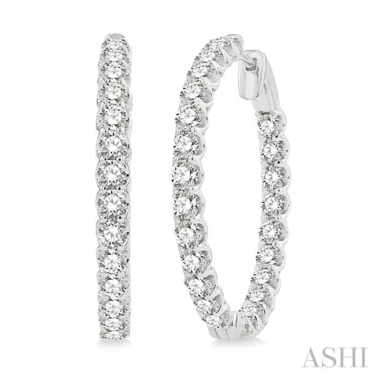 5 Ctw Inside-Out Round Cut Diamond Hoop Earrings in 14K White Gold