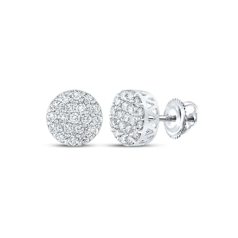 10kt White Gold Round Diamond Cluster Earrings 5/8 Cttw