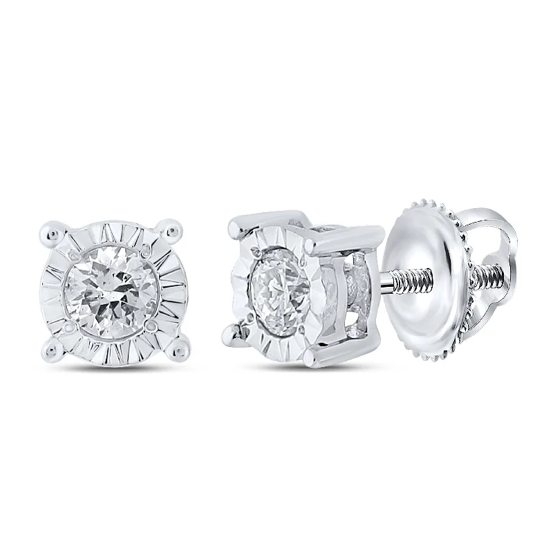 10kt White Gold Round Diamond Stud Earrings 1/8 Cttw