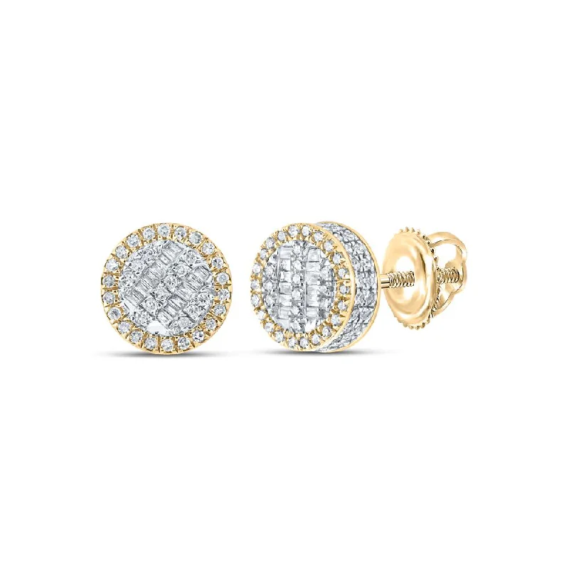 10kt Yellow Gold Baguette Diamond Circle Earrings 1/2 Cttw