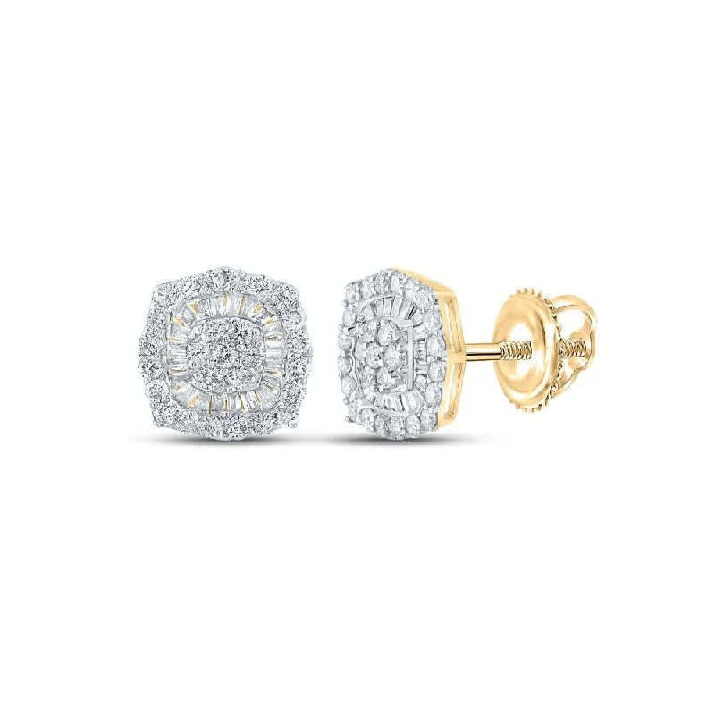 10kt Yellow Gold Baguette Diamond Square Earrings 3/4 Cttw